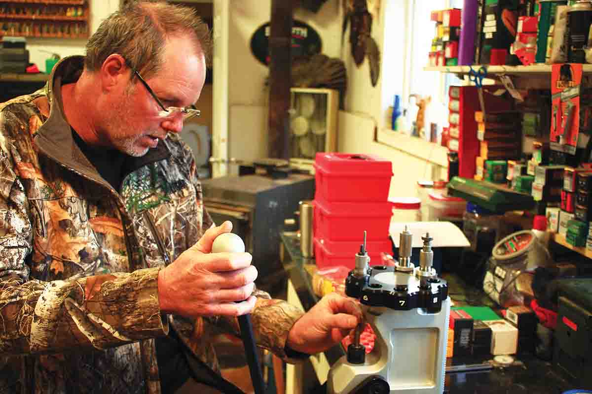 The ZERO Reloading Press includes an open-front design that provides plenty of finger space. Patrick loaded several hundred .17 Remington Fireball rounds without the usual fumbling and pinching.